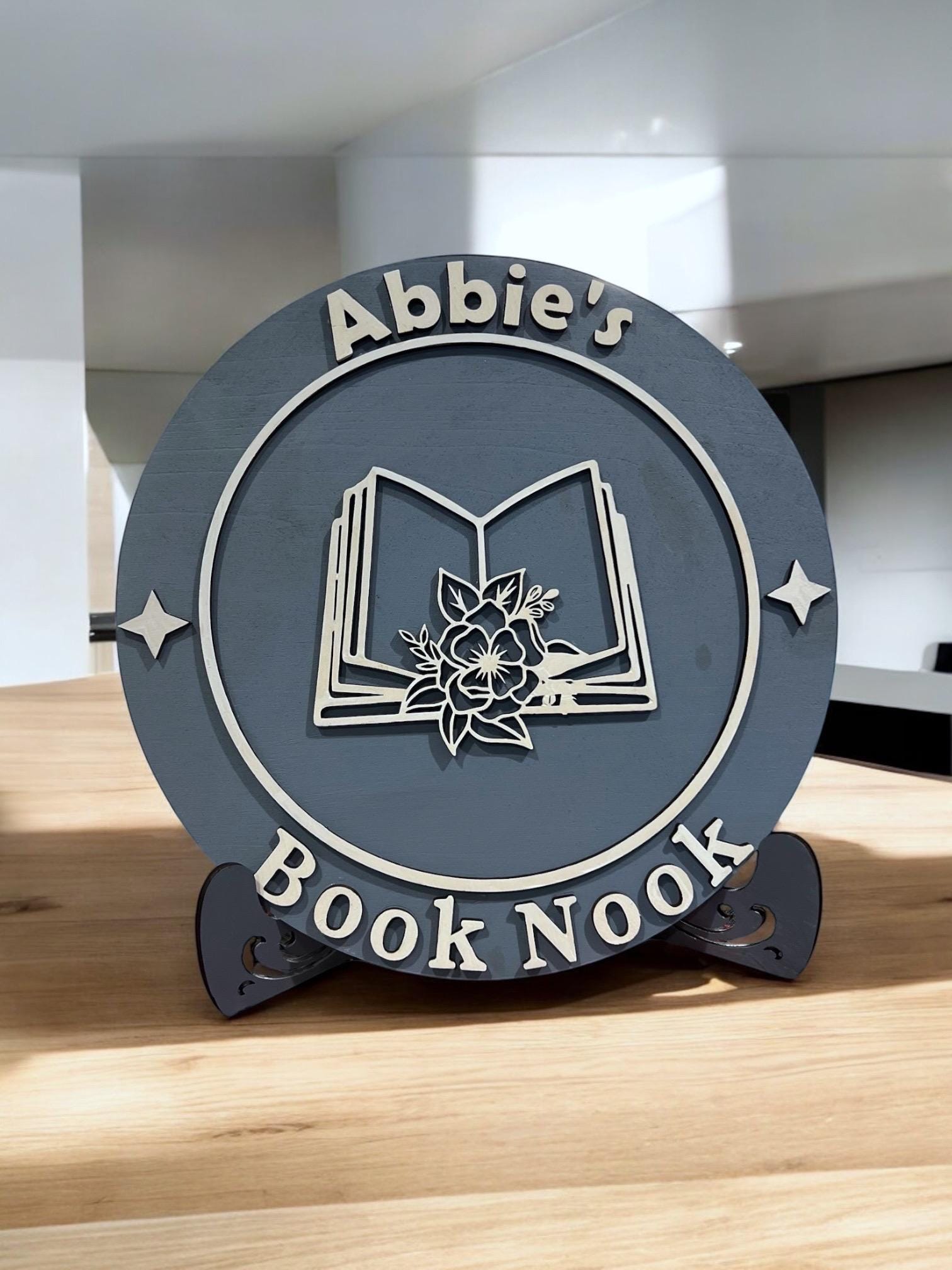 Custom Wooden Home Library Sign Personalized Handmade Sign for Book Lovers Bookshelf Name Sign Reading Room Decor Gift for Teacher
