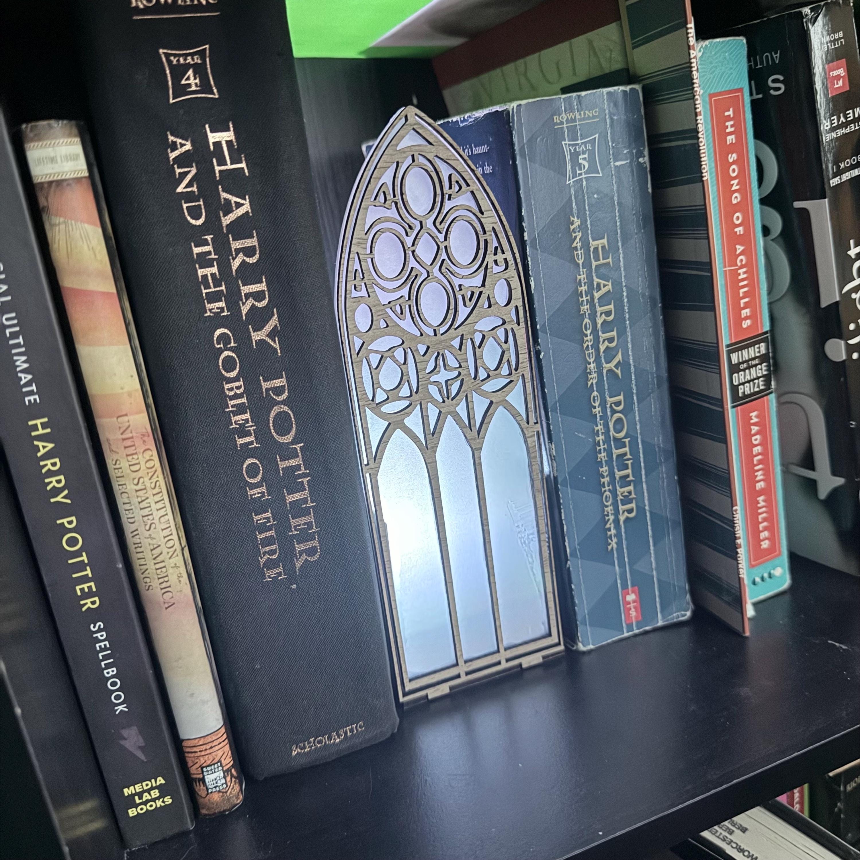 Gothic Cathedral Window Book Nook Insert with Multicolor LED Tea Light Handmade Bookshelf Decor for Reader