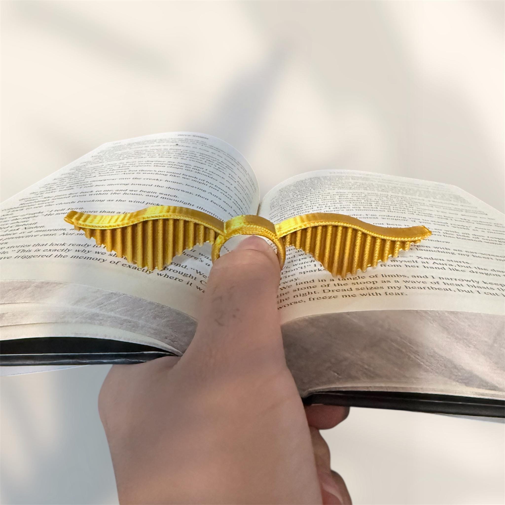 Golden Wing Book Page Holder Gold Thumb Bookmark for Reader Gift for Book Lover Reading Accessory Lightweight Gold Snitch Inspired Holder