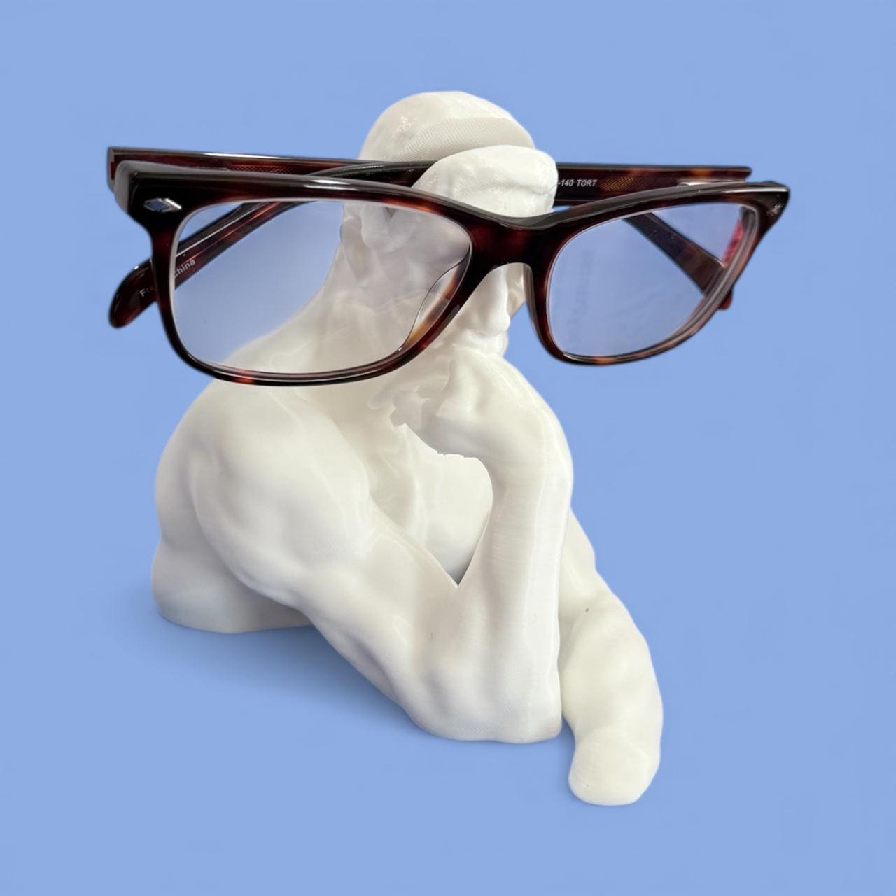 Sculptural Eyeglass Holder Eyewear Display Art Nightstand Accessory Thinker Glasses Stand Modern Desk Organizer for Spectacles Unique Gift