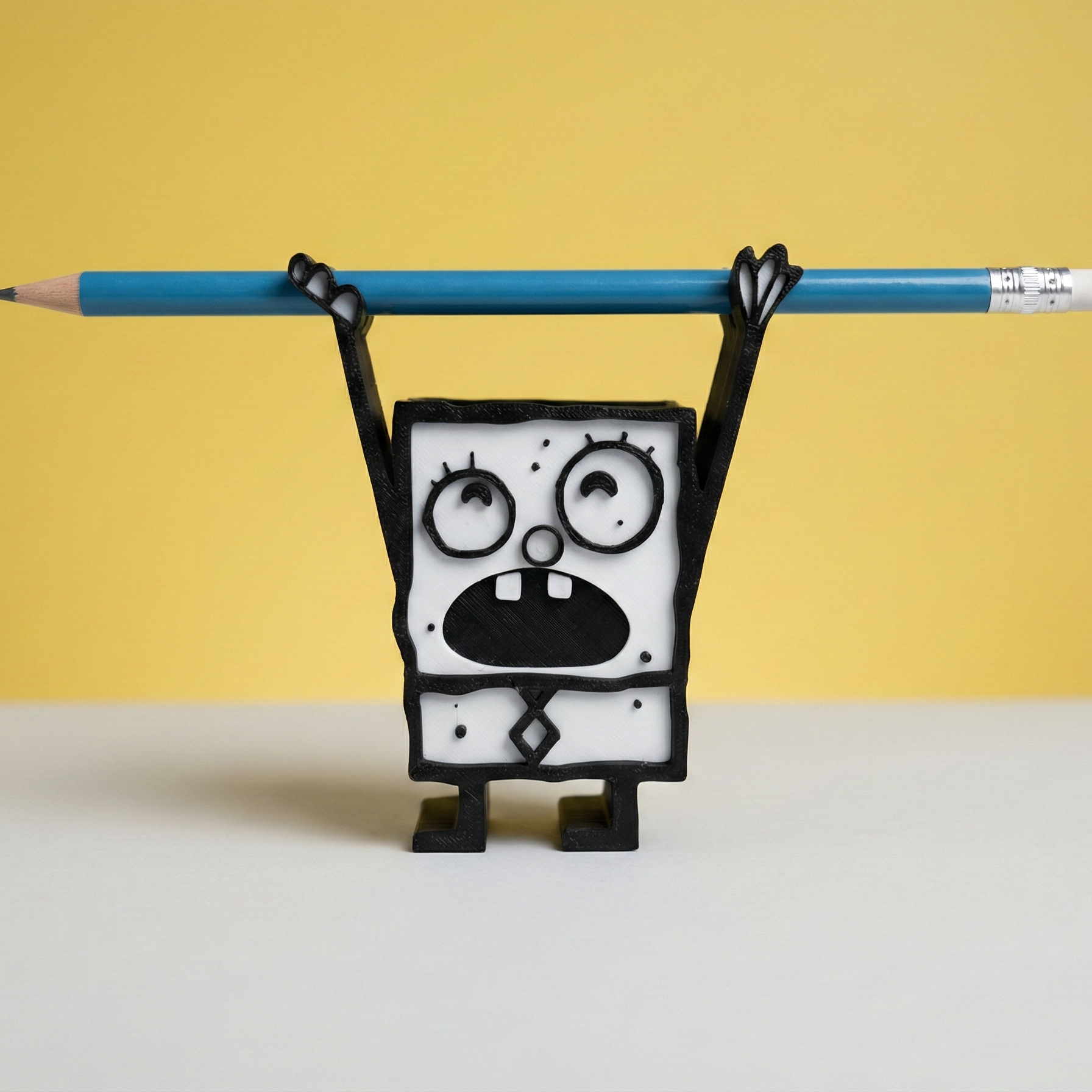 3D Printed Doodle Bob Pencil Holder Funny Desk Organizer Cartoon Pencil Stand Office Desk Decor Gift for Artist Student Teacher