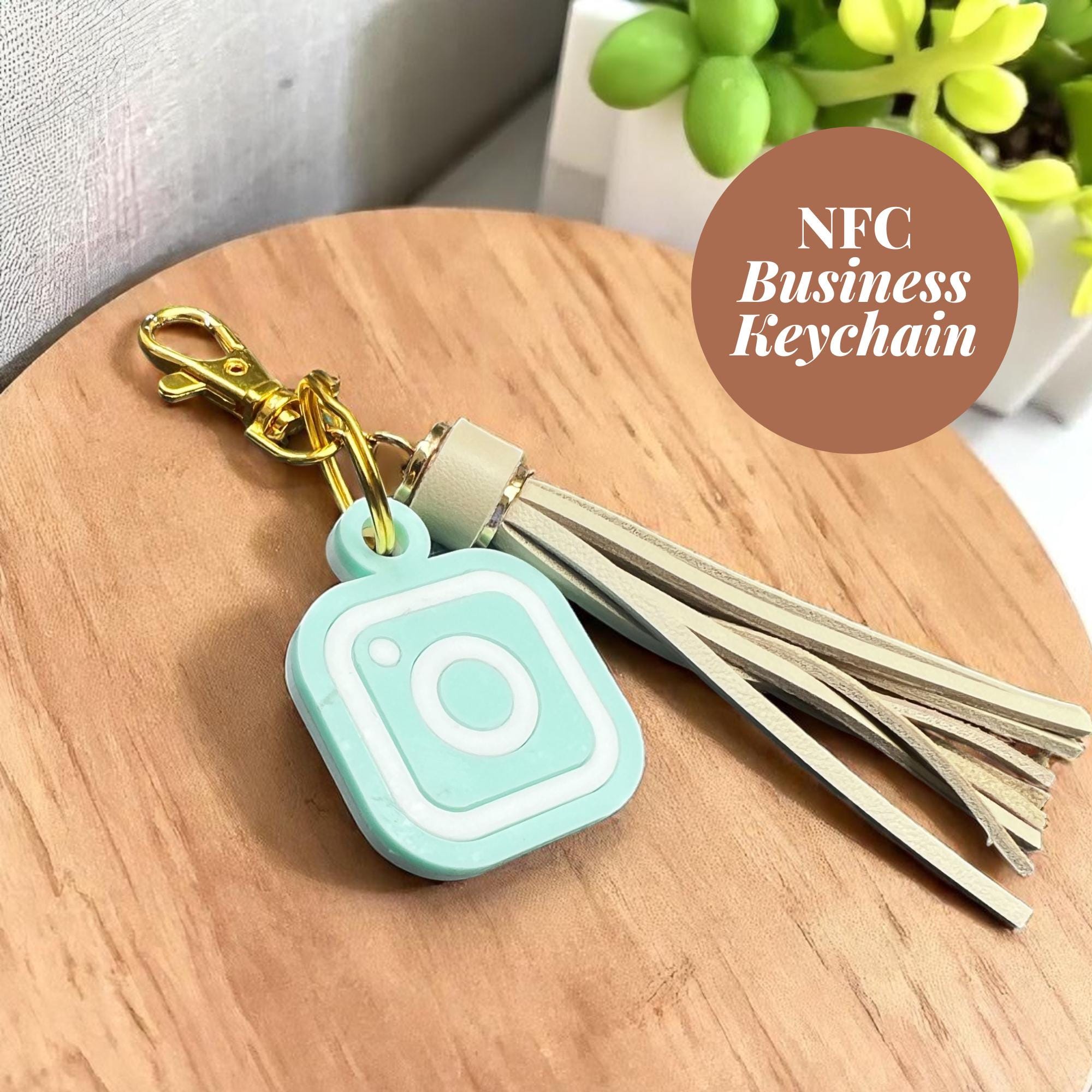Custom NFC Social Media Keychain: Acrylic Digital Business Card Tag
