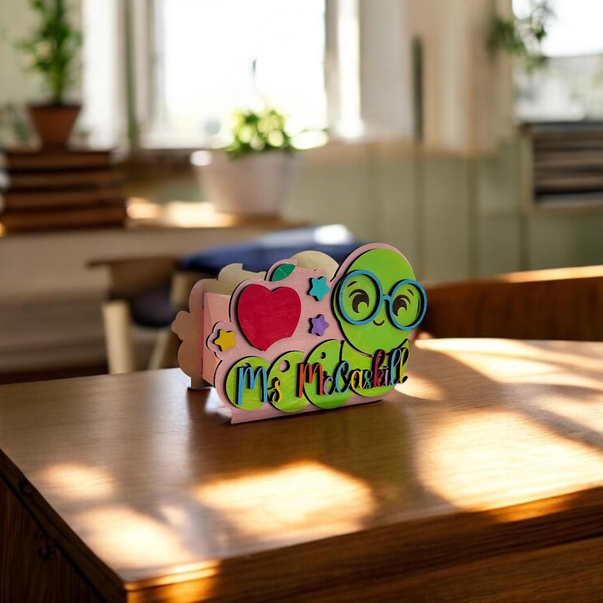 Custom Teacher Pencil Holder Personalized Name Desk Organizer Cute Classroom Gift for Teacher Appreciation Gift for Back To School