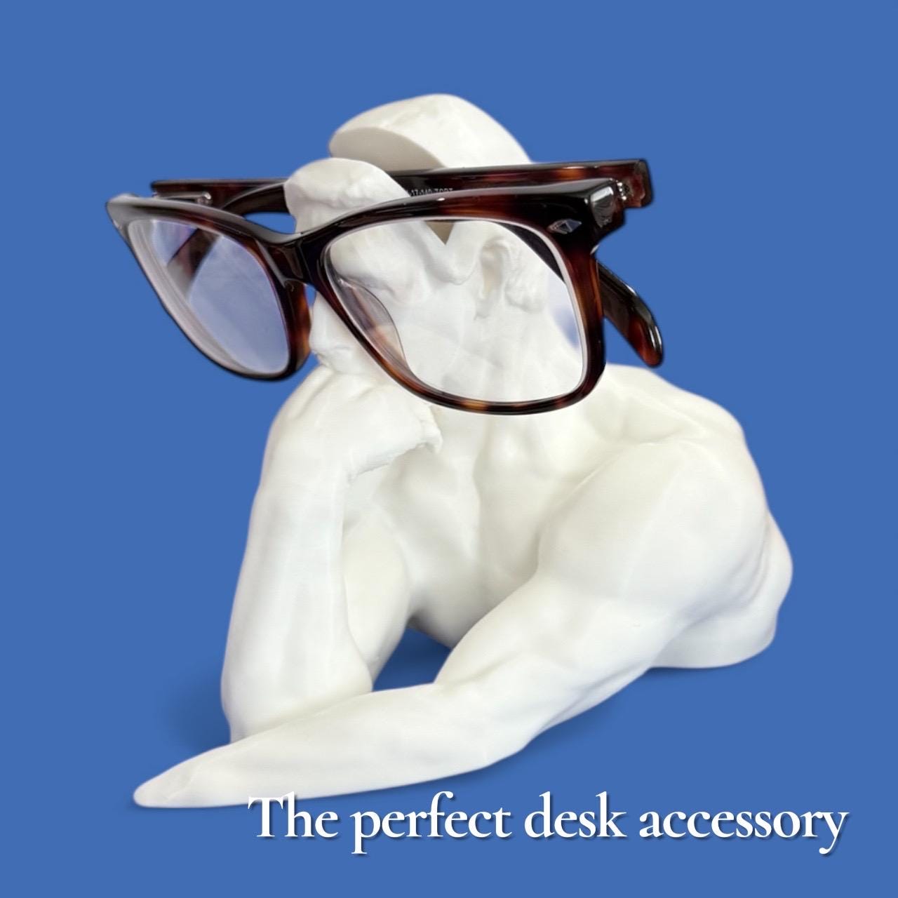 Sculptural Eyeglass Holder Eyewear Display Art Nightstand Accessory Thinker Glasses Stand Modern Desk Organizer for Spectacles Unique Gift