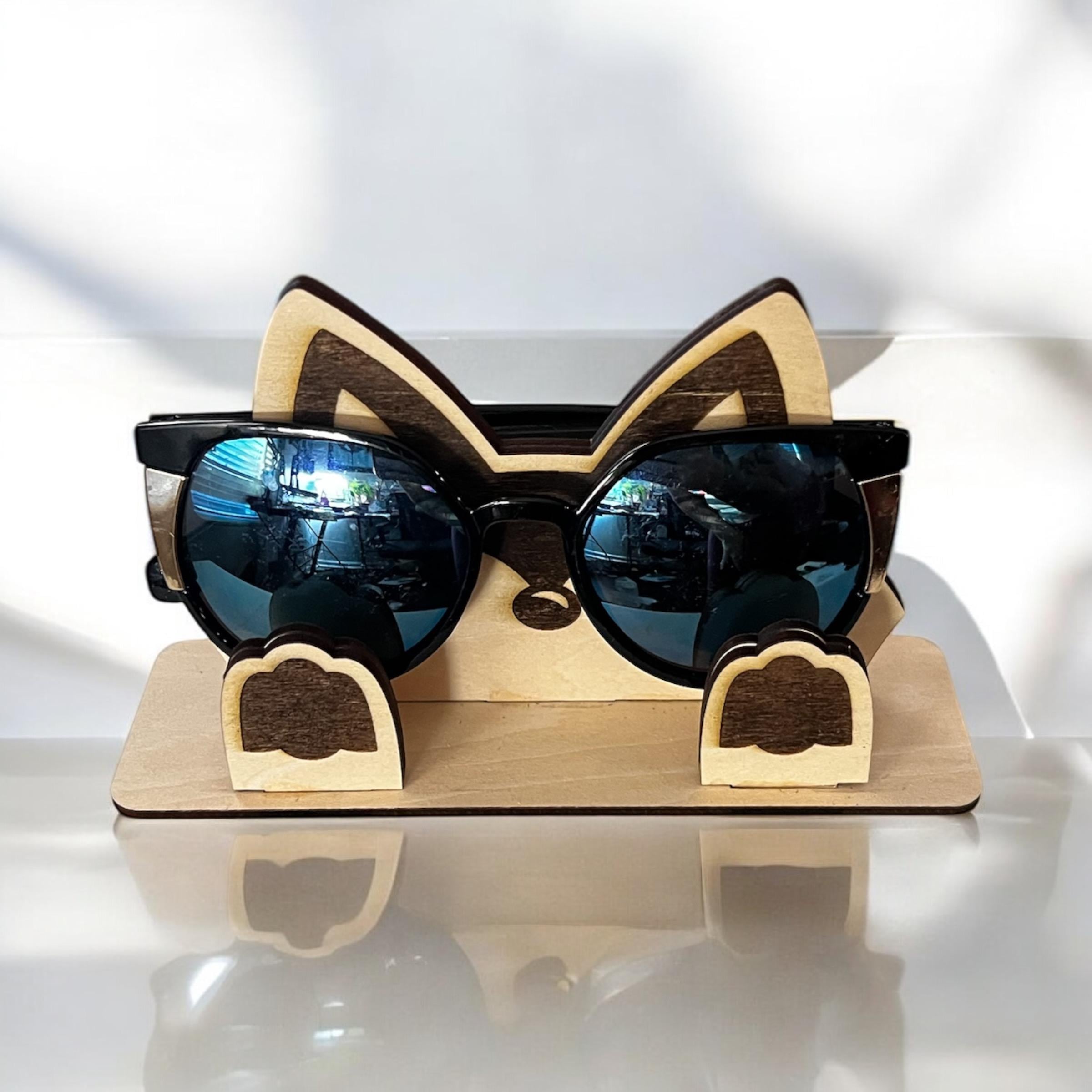 Reading Glasses Holder Wooden Fox Glasses Accessory Cute Animal Eyeglasses Stand for Desk or Nightstand Bookish Accessories Gift for Readers