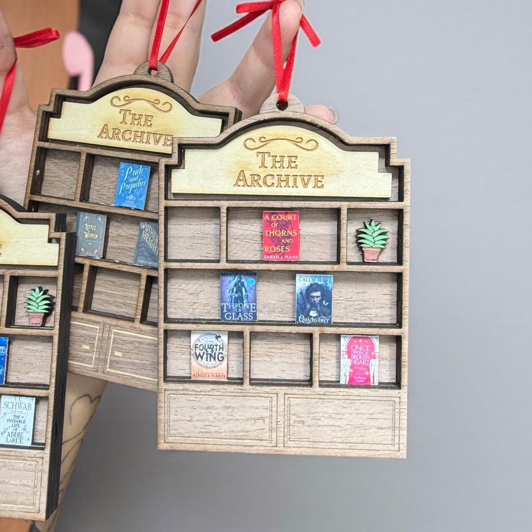 Handmade Miniature Book Christmas Ornament: Walnut and Basswood