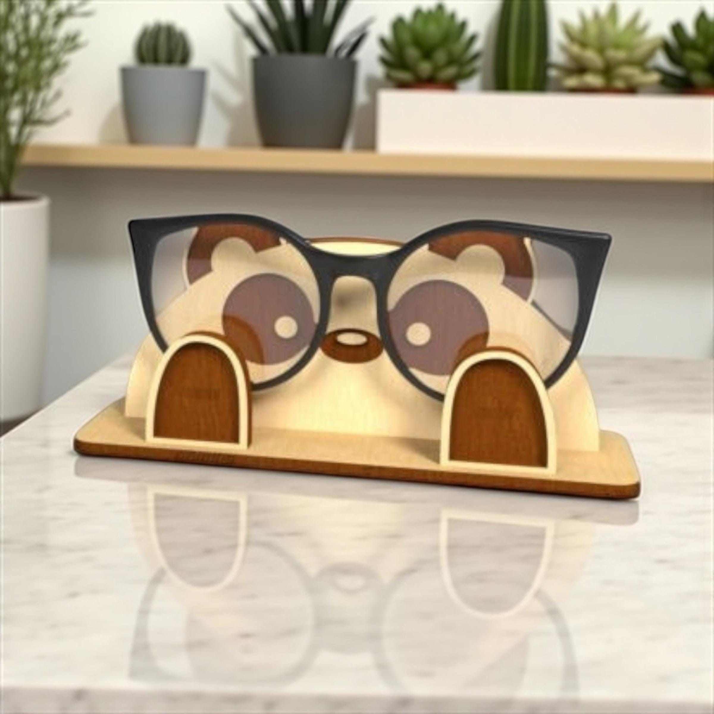 Wooden Panda Bear Glasses Stand Adorable Glasses Holder for Desk or Nightstand Reading Glass Cute Animal Bookish Accessory Gift for Readers