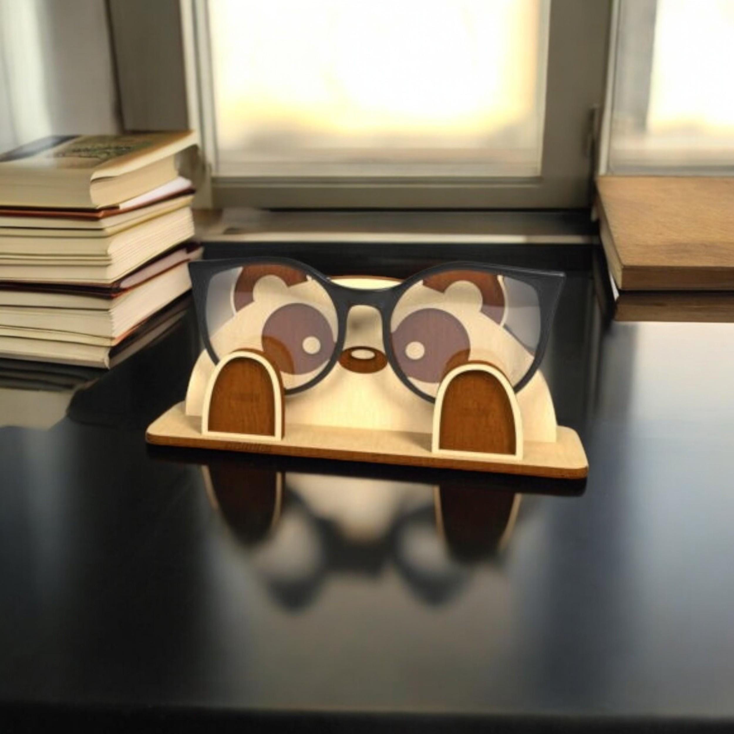 Handmade Owl Shaped Wooden Glasses Holder Unique Eyewear Organizer for Nightstand Bookish Gifts Book Accessories for Readers Glasses Stand