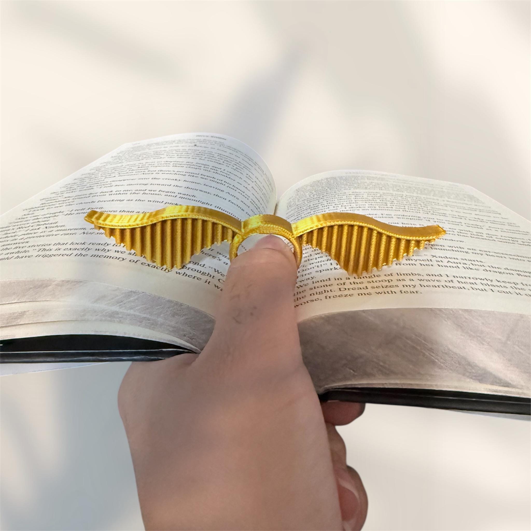 Golden Wing Book Page Holder Gold Thumb Bookmark for Reader Gift for Book Lover Reading Accessory Lightweight Gold Snitch Inspired Holder