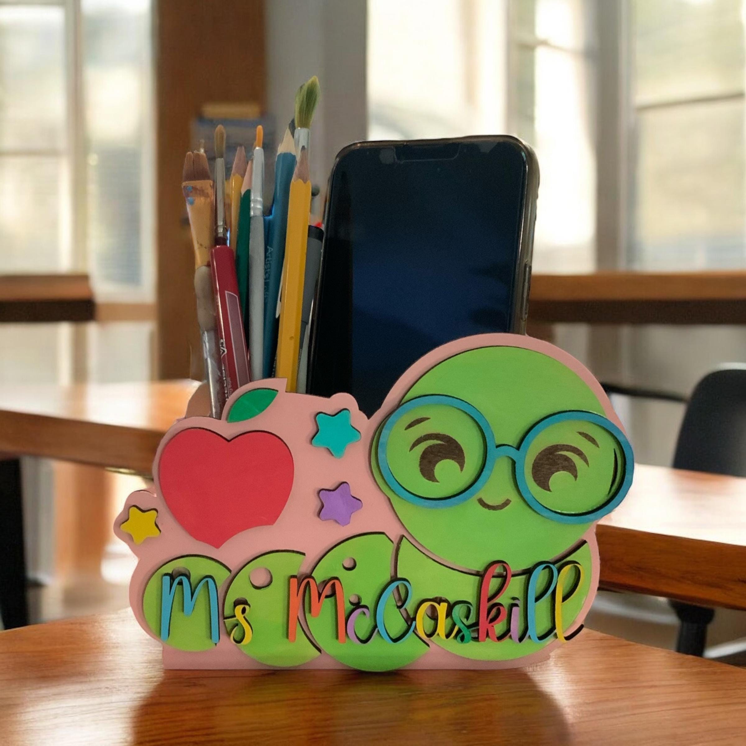 Custom Teacher Pencil Holder Personalized Name Desk Organizer Cute Classroom Gift for Teacher Appreciation Gift for Back To School