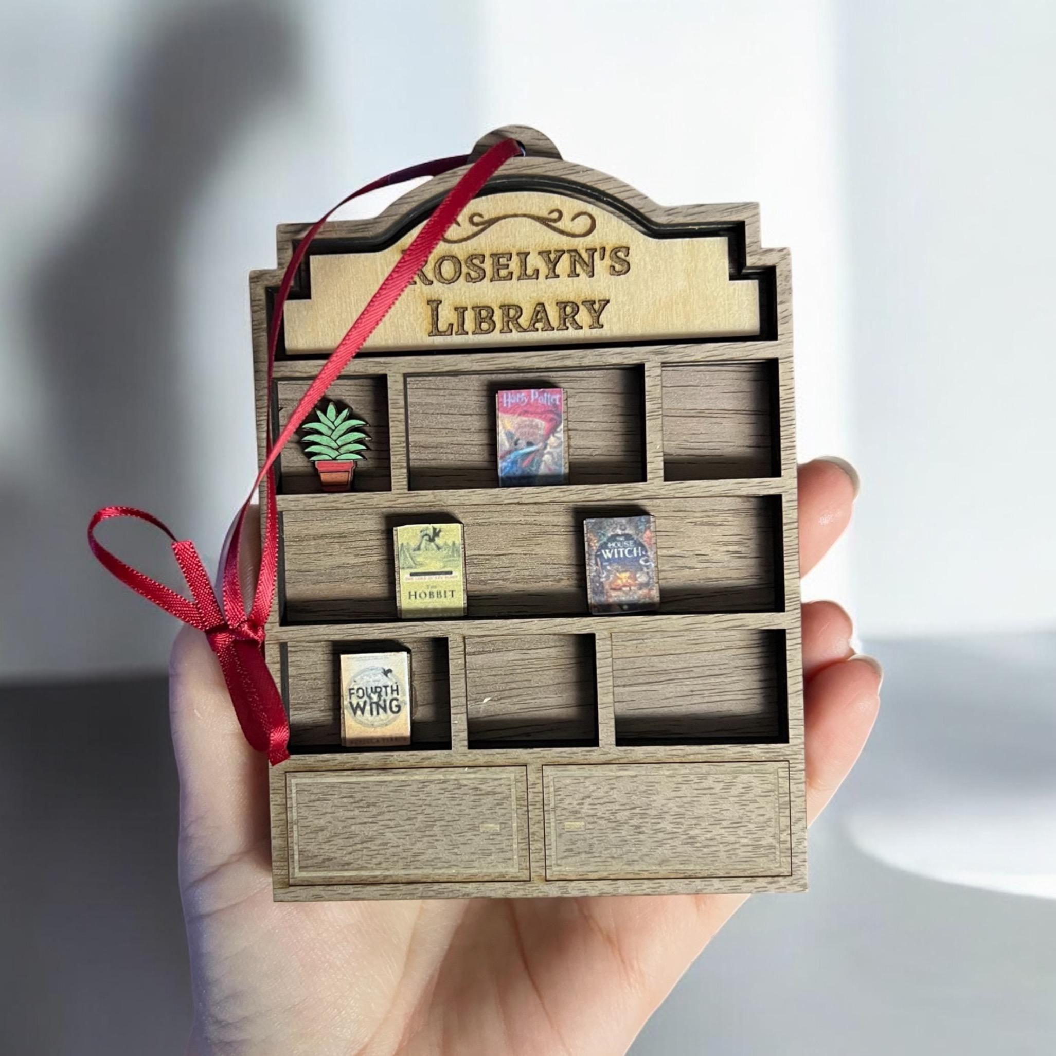 Handmade Miniature Book Christmas Ornament: Walnut and Basswood