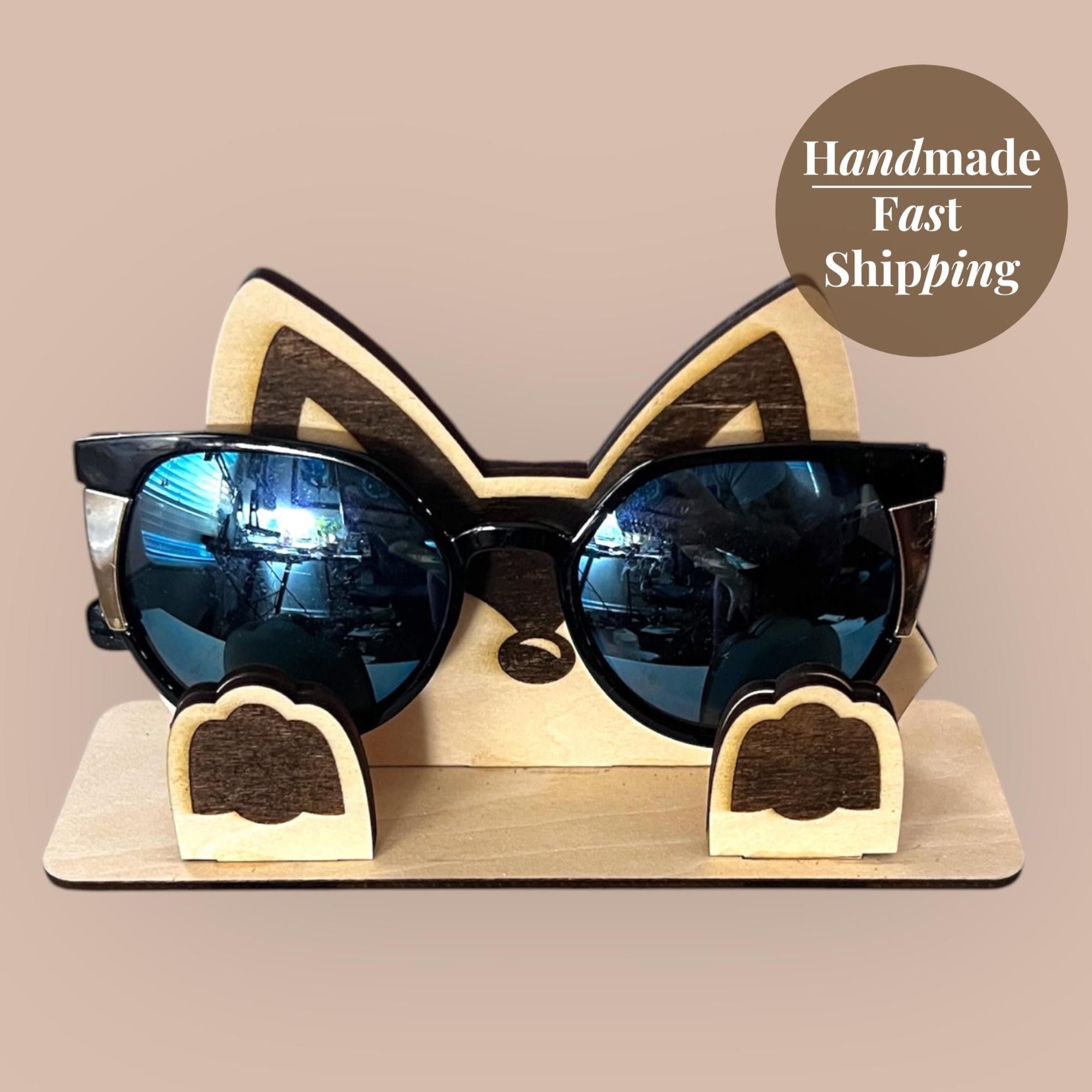 Reading Glasses Holder Wooden Fox Glasses Accessory Cute Animal Eyeglasses Stand for Desk or Nightstand Bookish Accessories Gift for Readers