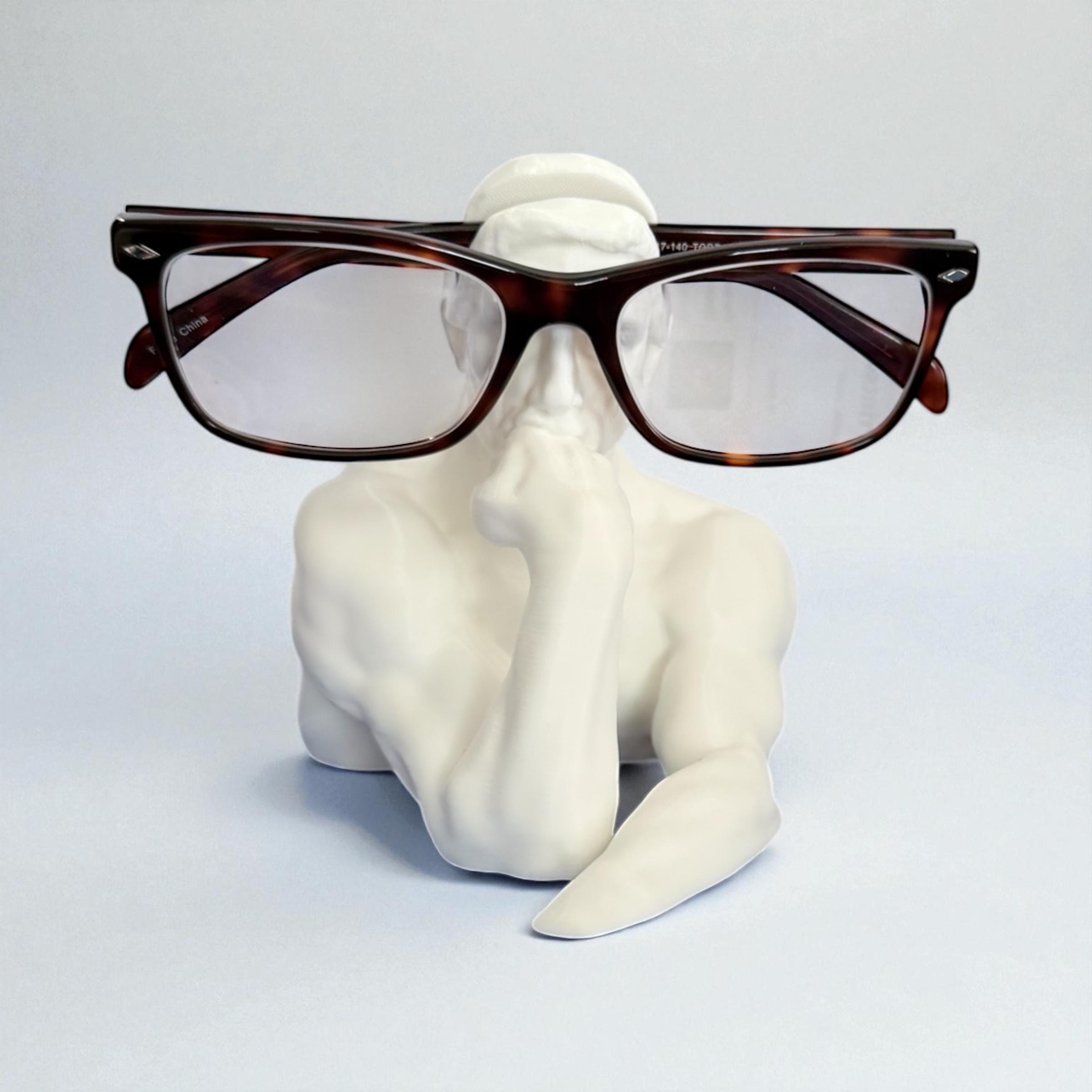 Sculptural Eyeglass Holder Eyewear Display Art Nightstand Accessory Thinker Glasses Stand Modern Desk Organizer for Spectacles Unique Gift