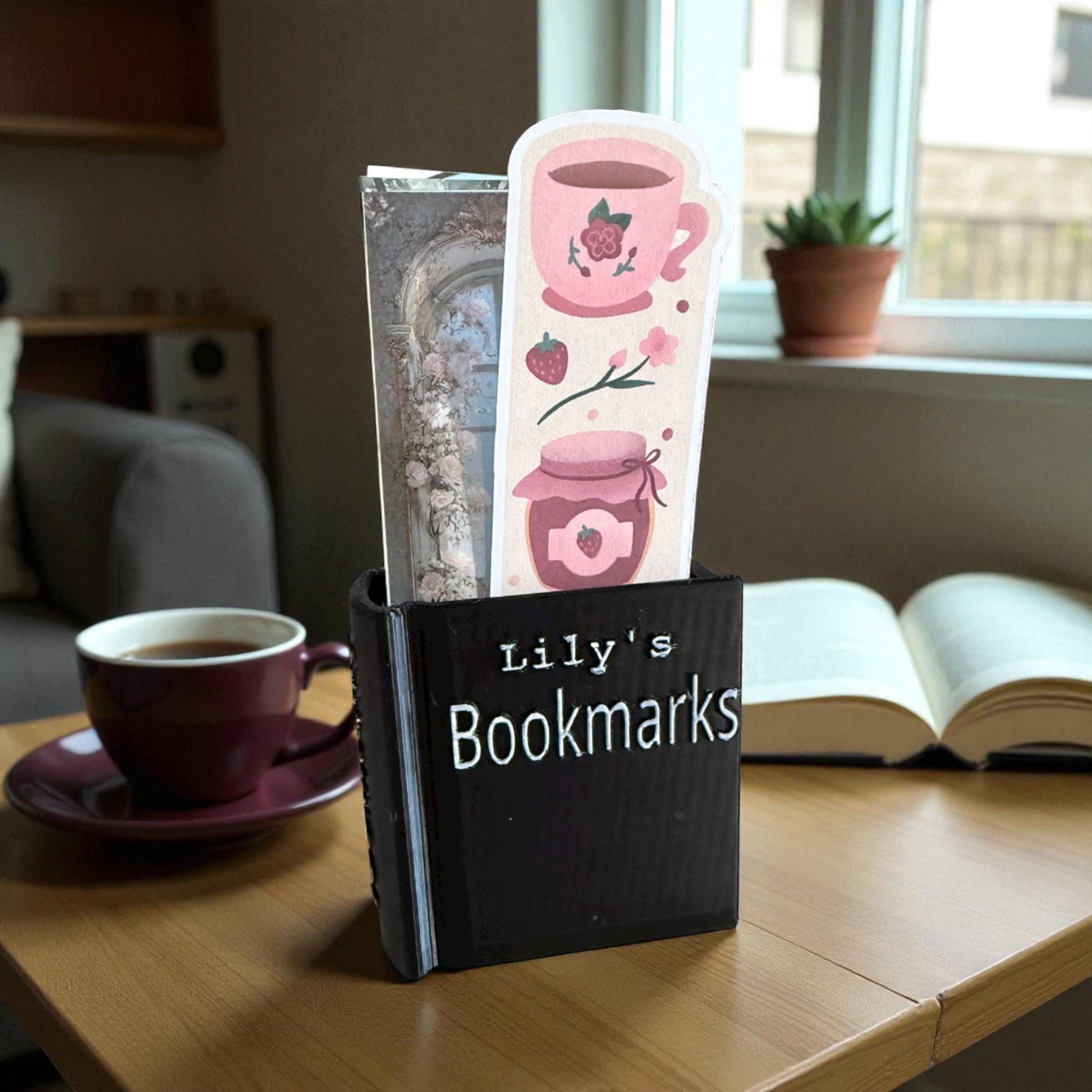 Custom Bookmark Holder Personalized Book Organizer for Desk or Nightstand Custom Teacher Gift for Reader